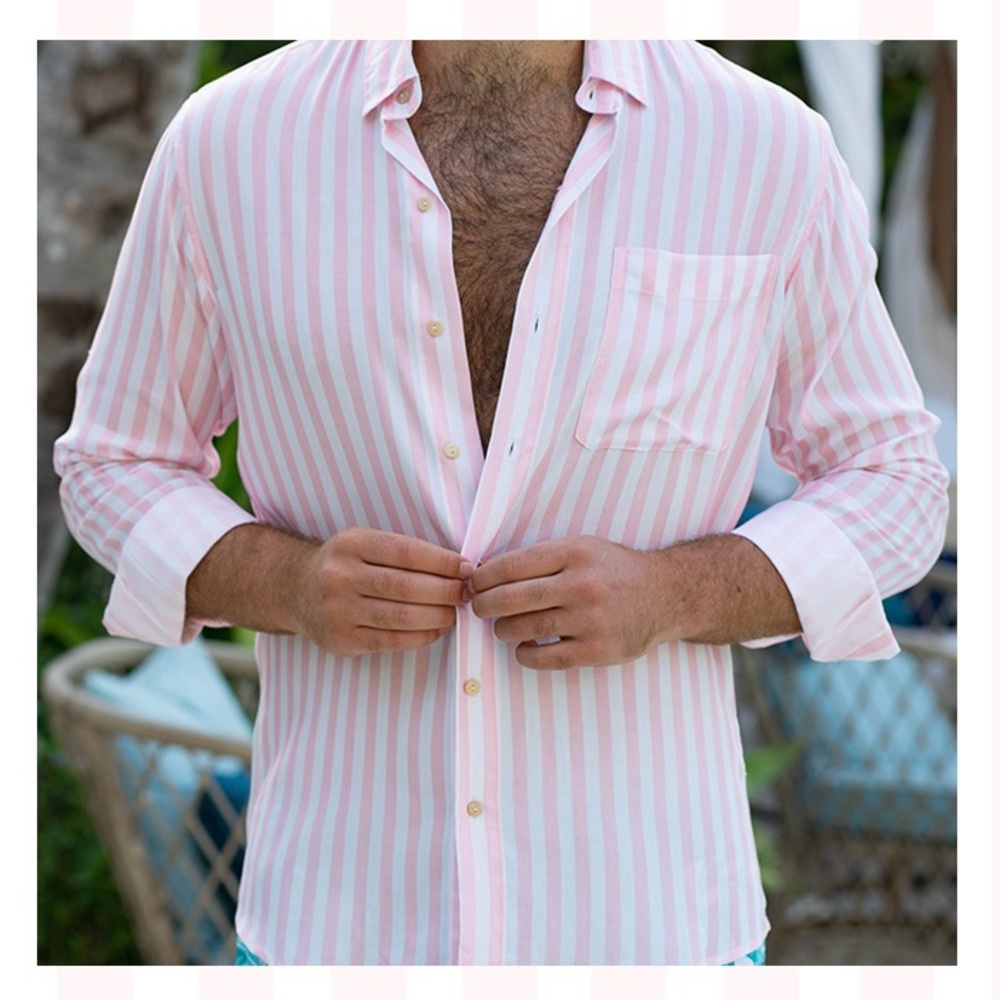 NWT Kenny Flowers ‘The Early Retirement’ Pink & White Striped Shirt, Size XXL